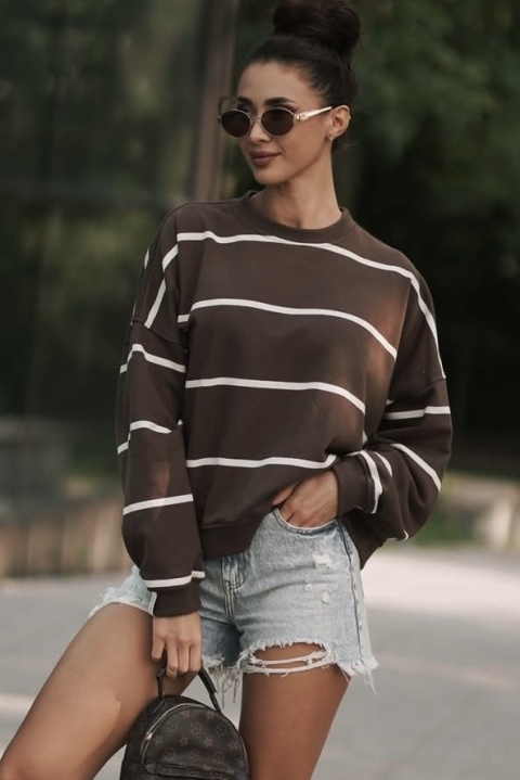 Bluza w paski beżowe Lenoshka Czekolada Bluza w paski beżowe Lenoshka Czekolada