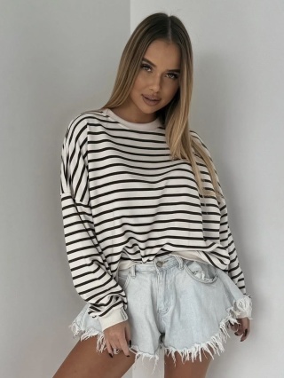 Bluza w paski czekoladowe Lenoshka Kokos