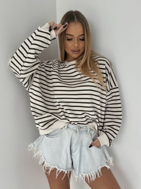 Bluza w paski czekoladowe Lenoshka Kokos Bluza w paski czekoladowe Lenoshka Kokos