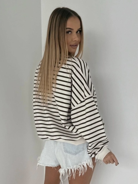 Bluza w paski czekoladowe Lenoshka Kokos Bluza w paski czekoladowe Lenoshka Kokos