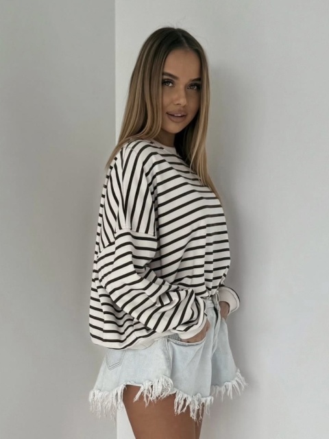 Bluza w paski czekoladowe Lenoshka Kokos Bluza w paski czekoladowe Lenoshka Kokos