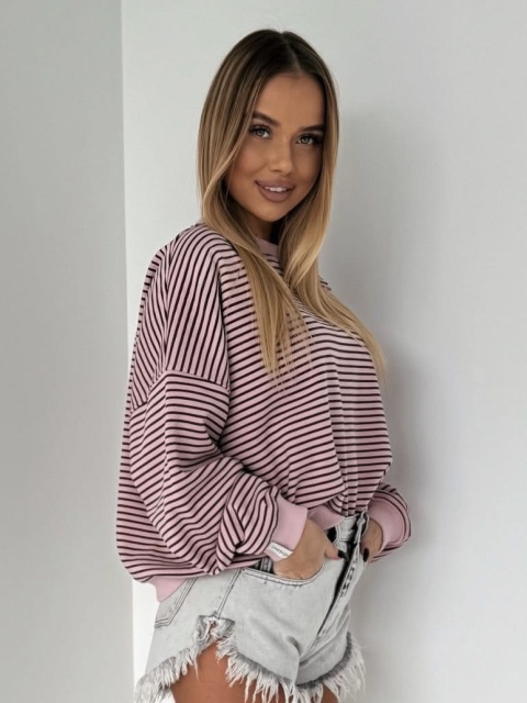 Bluza w paski czekoladowe Lenoshka Puder Bluza w paski czekoladowe Lenoshka Puder