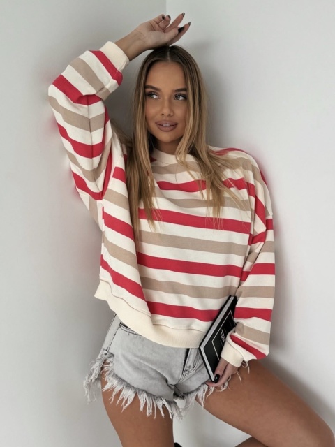 Bluza w paski czerwono-beżowe Lenoshka Bluza w paski czerwono-beżowe Lenoshka