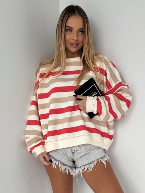 Bluza w paski czerwono-beżowe Lenoshka Bluza w paski czerwono-beżowe Lenoshka