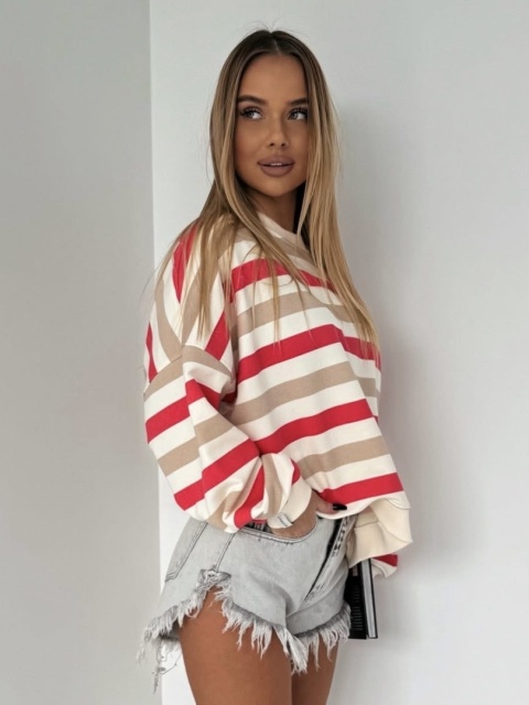 Bluza w paski czerwono-beżowe Lenoshka Bluza w paski czerwono-beżowe Lenoshka