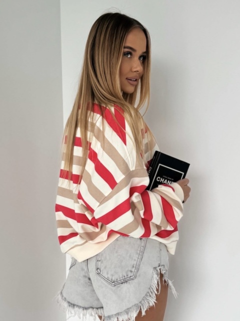 Bluza w paski czerwono-beżowe Lenoshka Bluza w paski czerwono-beżowe Lenoshka