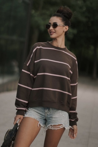 Bluza w paski różowe Lenoshka Czekolada