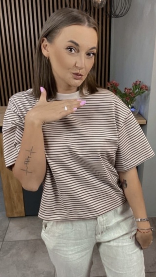 T-shirt w paski Mocca Lenoshka