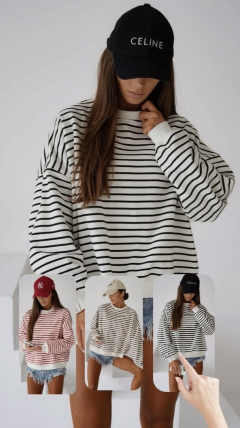 Bluza w paski czarne Lenoshka Bluza w paski czarne Lenoshka