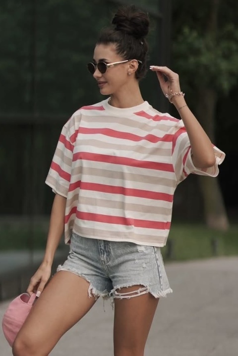 T-shirt w paski czerwono/beżowe Lenoshka T-shirt w paski czerwono/beżowe Lenoshka