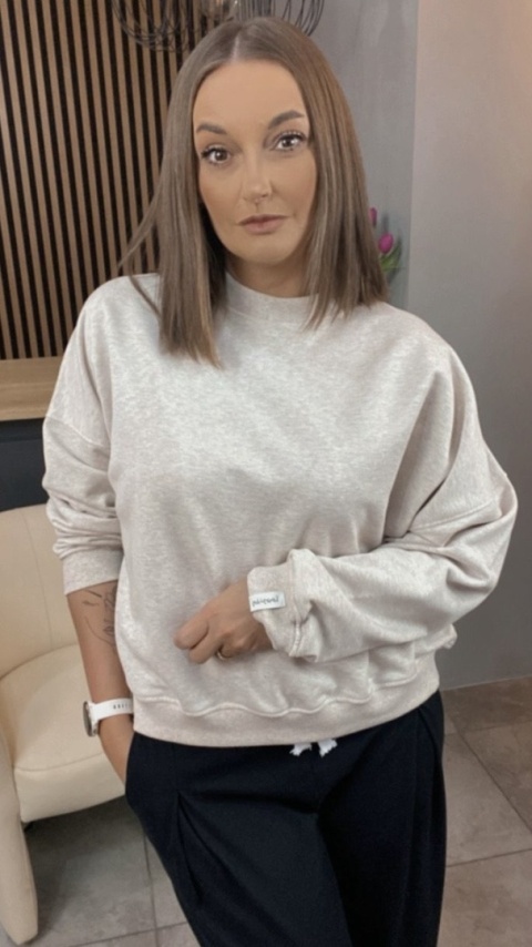 Bluza Basic Lenoshka Beżowy Melanż Bluza Basic Lenoshka Beżowy Melanż