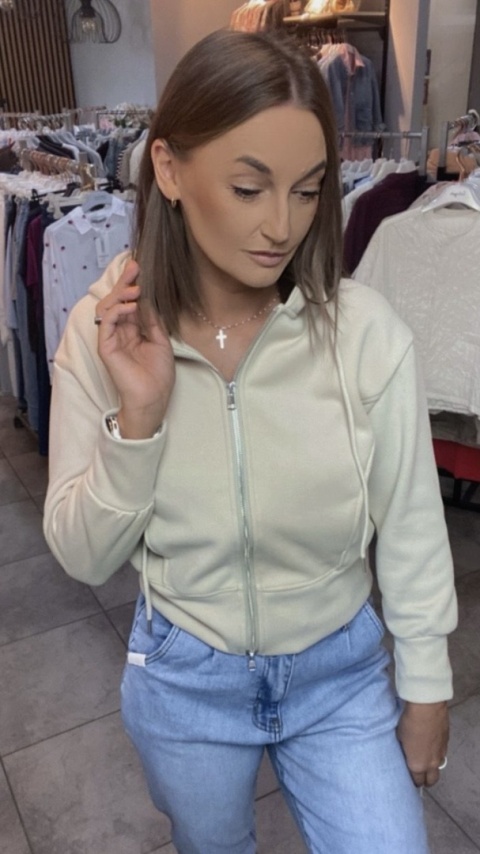 Bluza Krótka , Rozpinana JOY Beżowa Bluza Krótka , Rozpinana JOY Beżowa