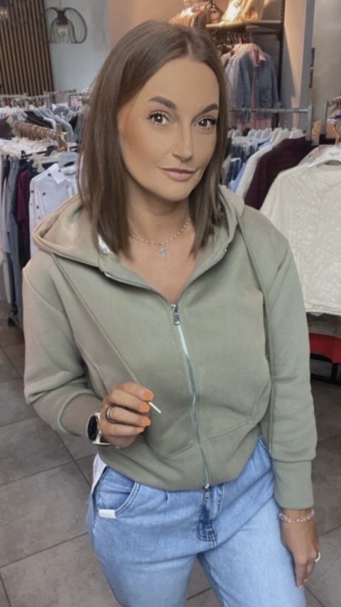 Bluza Krótka , Rozpinana JOY Zielona Bluza Krótka , Rozpinana JOY Zielona