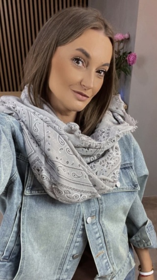 Chusta 100% Bambus-Paisley Szara