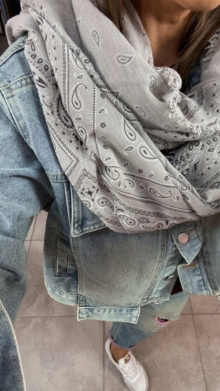 Chusta 100% Bambus-Paisley Szara