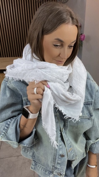 Chusta 100% Bambus-Paisley Biała