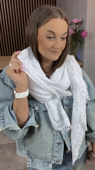 Chusta 100% Bambus-Paisley Biała
