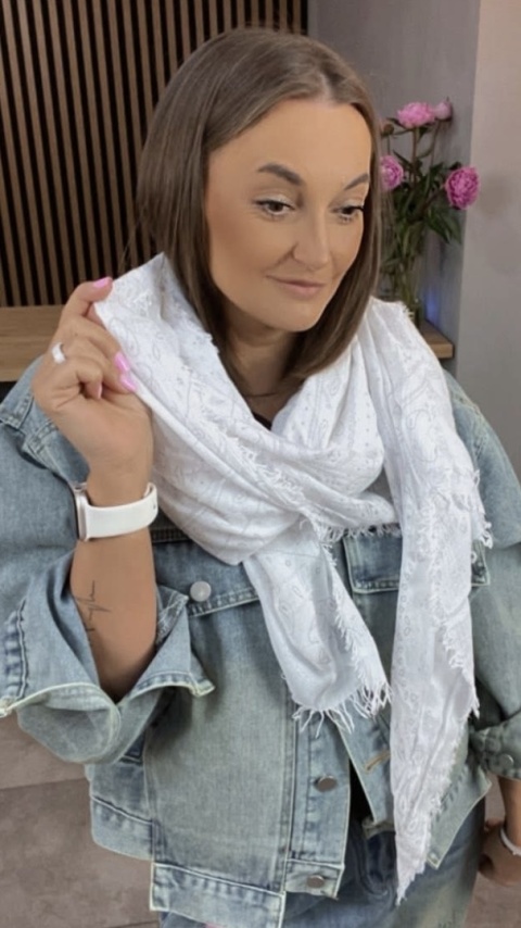 Chusta 100% Bambus-Paisley Biała Chusta 100% Bambus-Paisley Biała