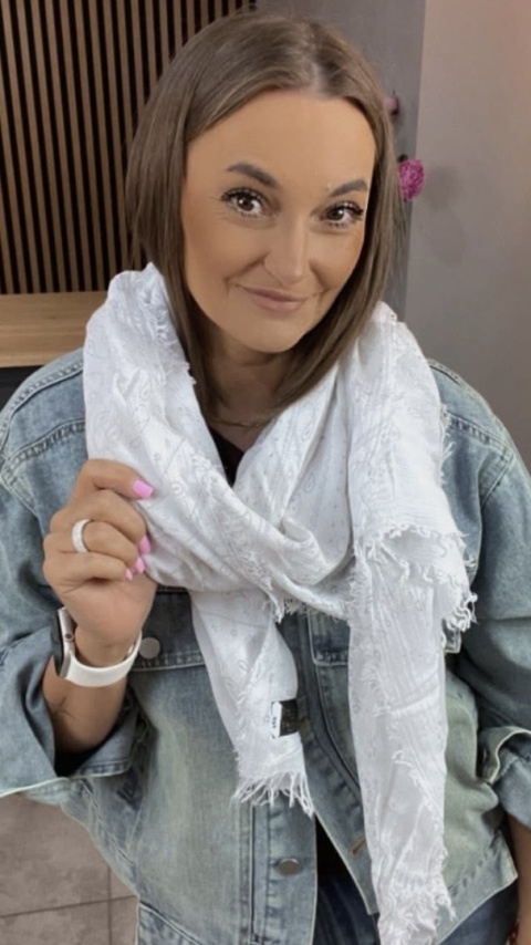 Chusta 100% Bambus-Paisley Biała Chusta 100% Bambus-Paisley Biała