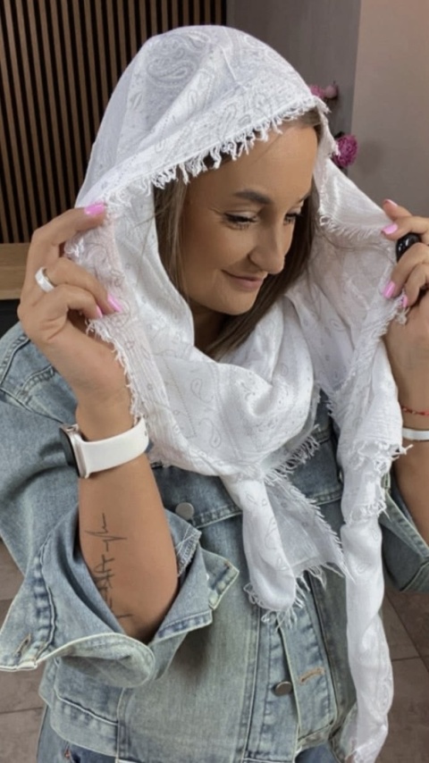 Chusta 100% Bambus-Paisley Biała Chusta 100% Bambus-Paisley Biała