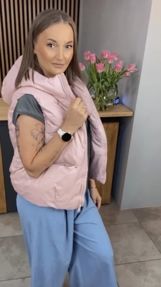 Kamizelka z kapturem Naturalny Puch Puder