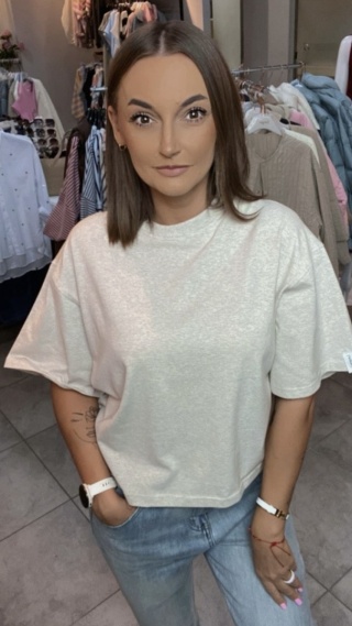 T-shirt Basic Lenoshka Melanż Beżowy