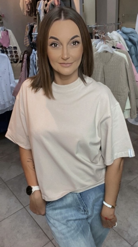 T-shirt Basic Lenoshka Beżowa T-shirt Basic Lenoshka Beżowa