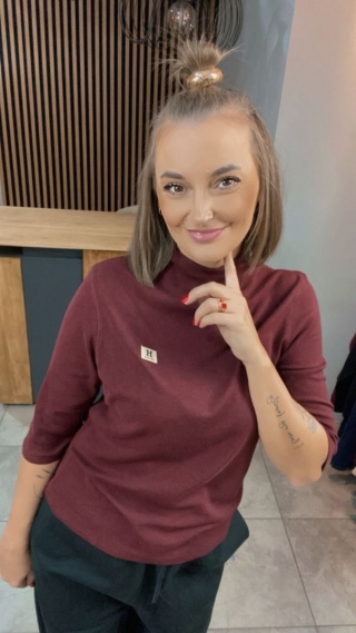 Bluzka damska z półgolfem „BaiJiLa" - Bordo