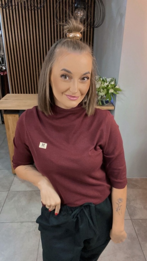 Bluzka damska z półgolfem „BaiJiLa" - Bordo