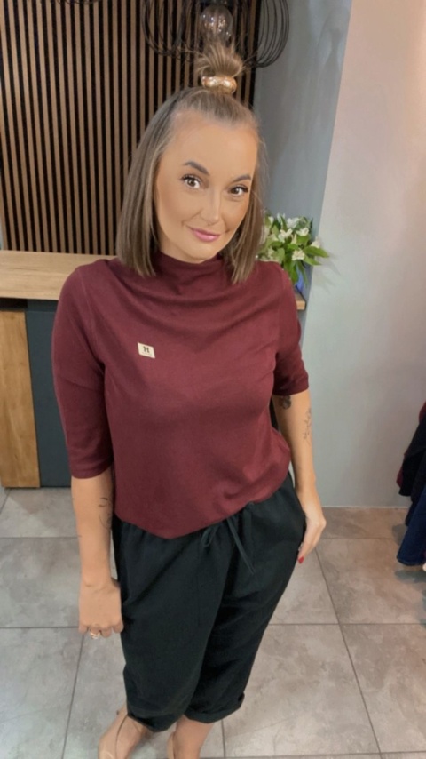 Bluzka damska z półgolfem „BaiJiLa" - Bordo