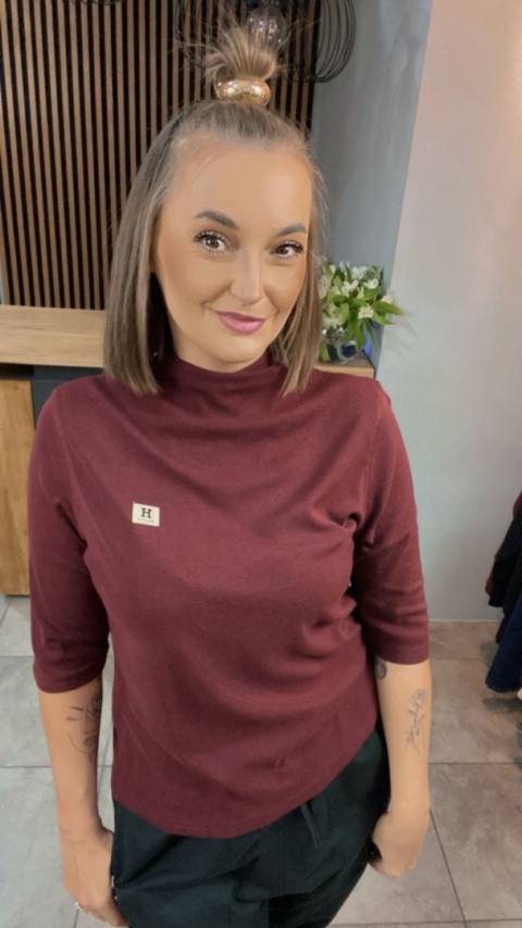 Bluzka damska z półgolfem „BaiJiLa" - Bordo