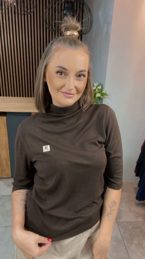 Bluzka damska z półgolfem „BaiJiLa" - Brąz