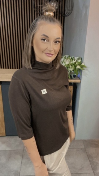 Bluzka damska z półgolfem „BaiJiLa" - Brąz