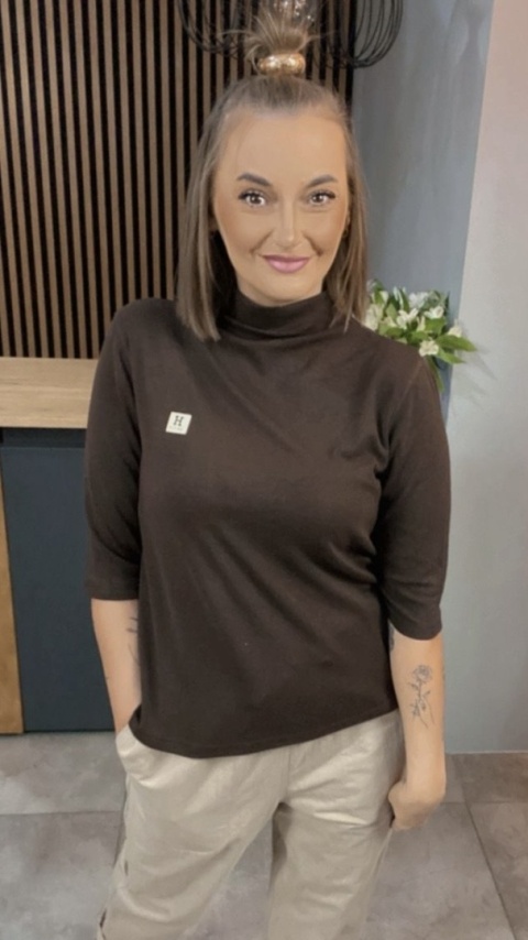 Bluzka damska z półgolfem „BaiJiLa" - Brąz