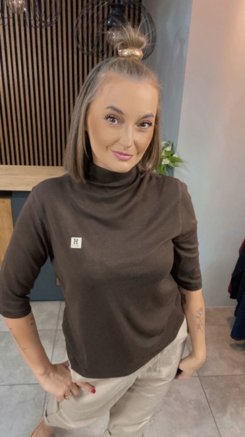 Bluzka damska z półgolfem „BaiJiLa" - Brąz