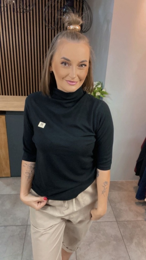 Bluzka damska z półgolfem „BaiJiLa" - Czarna