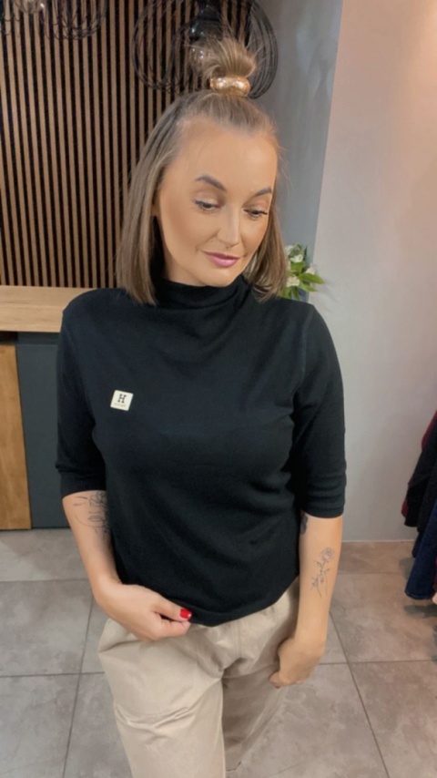 Bluzka damska z półgolfem „BaiJiLa" - Czarna