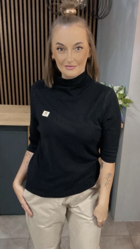 Bluzka damska z półgolfem „BaiJiLa" - Czarna