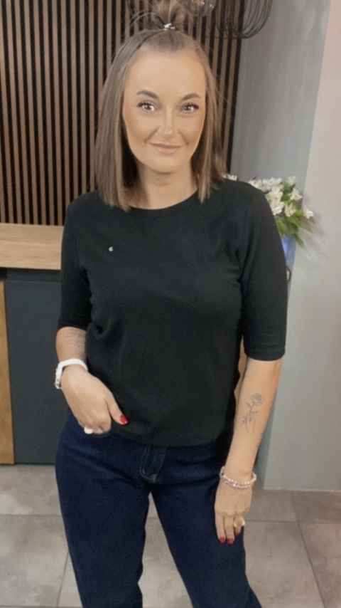 Bluzka dzianinowa QIAN YE ZI - Czarna