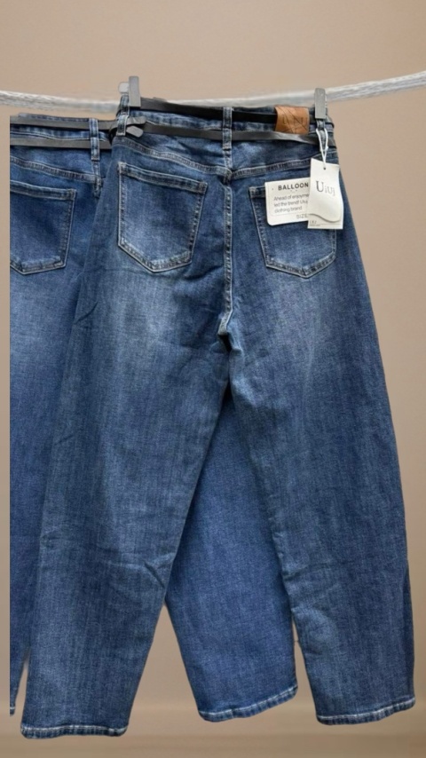 Jeansy BALLOON Uiuj UBN315-3 - fason luźny, wysoki stan