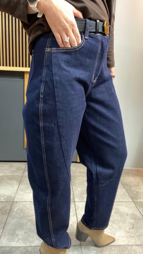 Jeansy Uiuj „Banana Fit" UBA331-2 - surowe granatowe