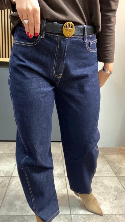 Jeansy Uiuj „Banana Fit" UBA331-2 - surowe granatowe