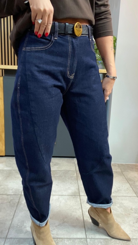 Jeansy Uiuj „Banana Fit" UBA331-2 - surowe granatowe