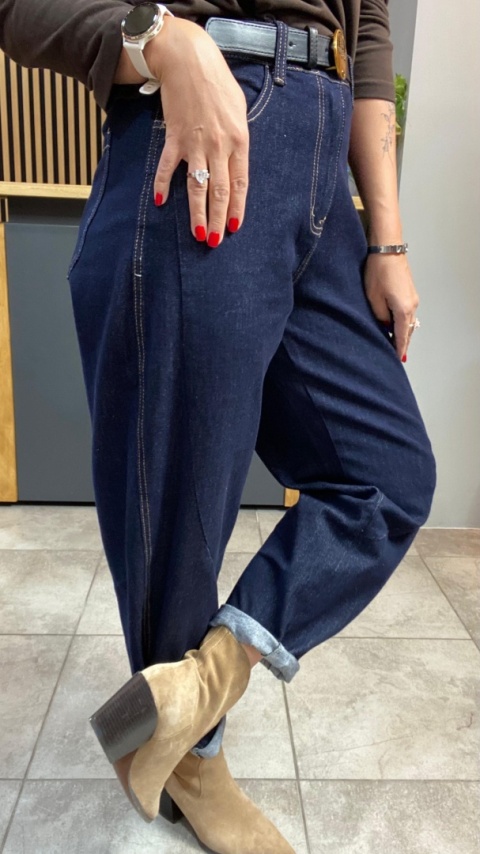 Jeansy Uiuj „Banana Fit" UBA331-2 - surowe granatowe