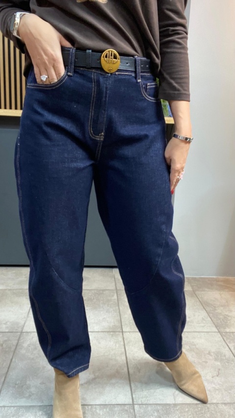 Jeansy Uiuj „Banana Fit" UBA331-2 - surowe granatowe