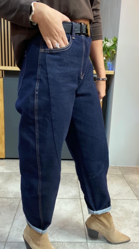 Jeansy Uiuj „Banana Fit" UBA331-2 - surowe granatowe