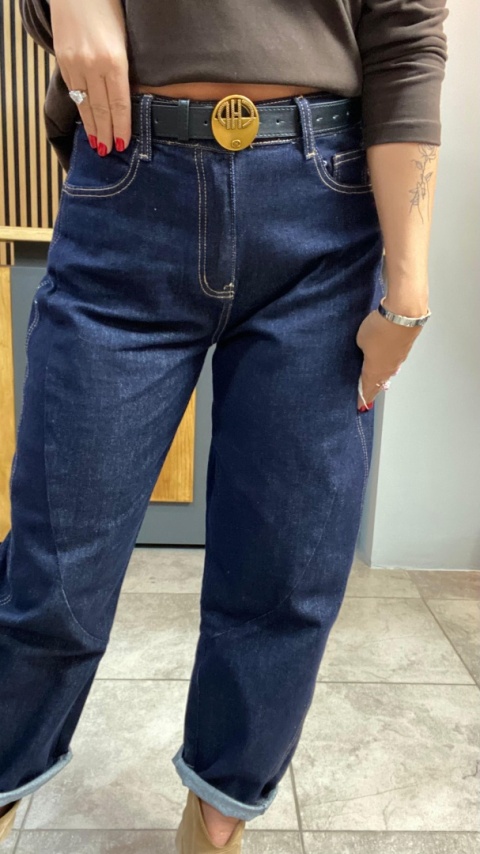 Jeansy Uiuj „Banana Fit" UBA331-2 - surowe granatowe