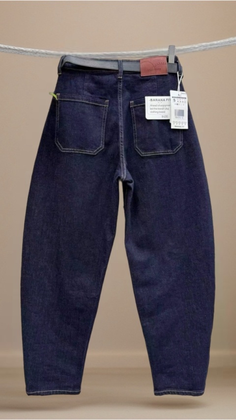 Jeansy Uiuj „Banana Fit" UBA331-2 - surowe granatowe