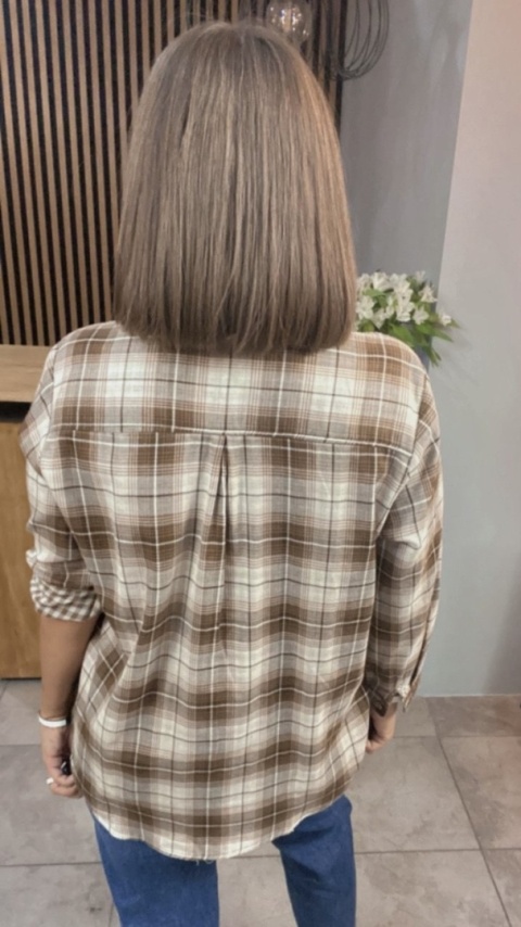 Koszula w kratę 100% bawełna - Brązowa