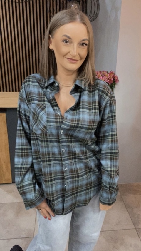 Koszula w kratę niebiesko-brązową